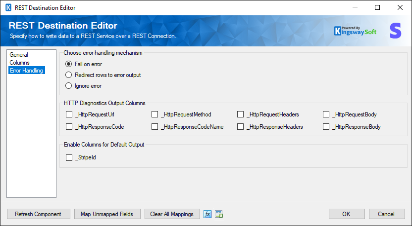 SSIS REST Stripe Destination - Error Handling